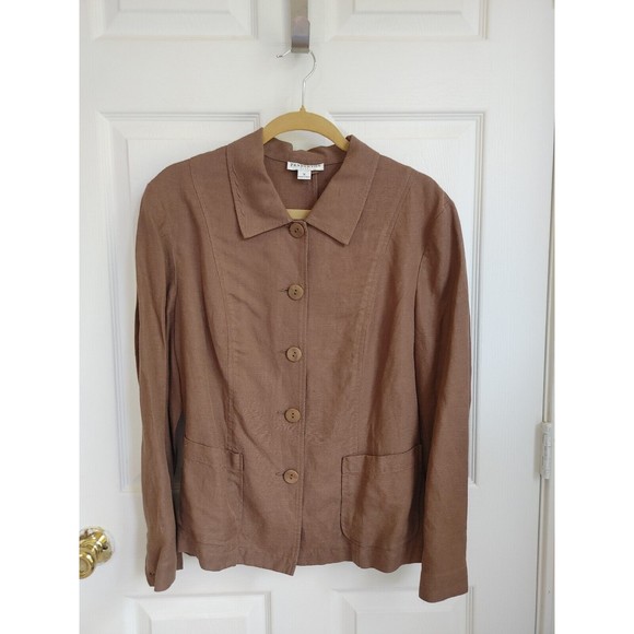Pendleton Jackets & Blazers - Pendleton Plus Womens 1 X Linen Blend Jacket Button Up Pockets Brown